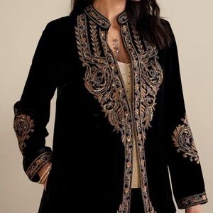 Soft Surroundings Belcastle Embroidered Velvet Jacket